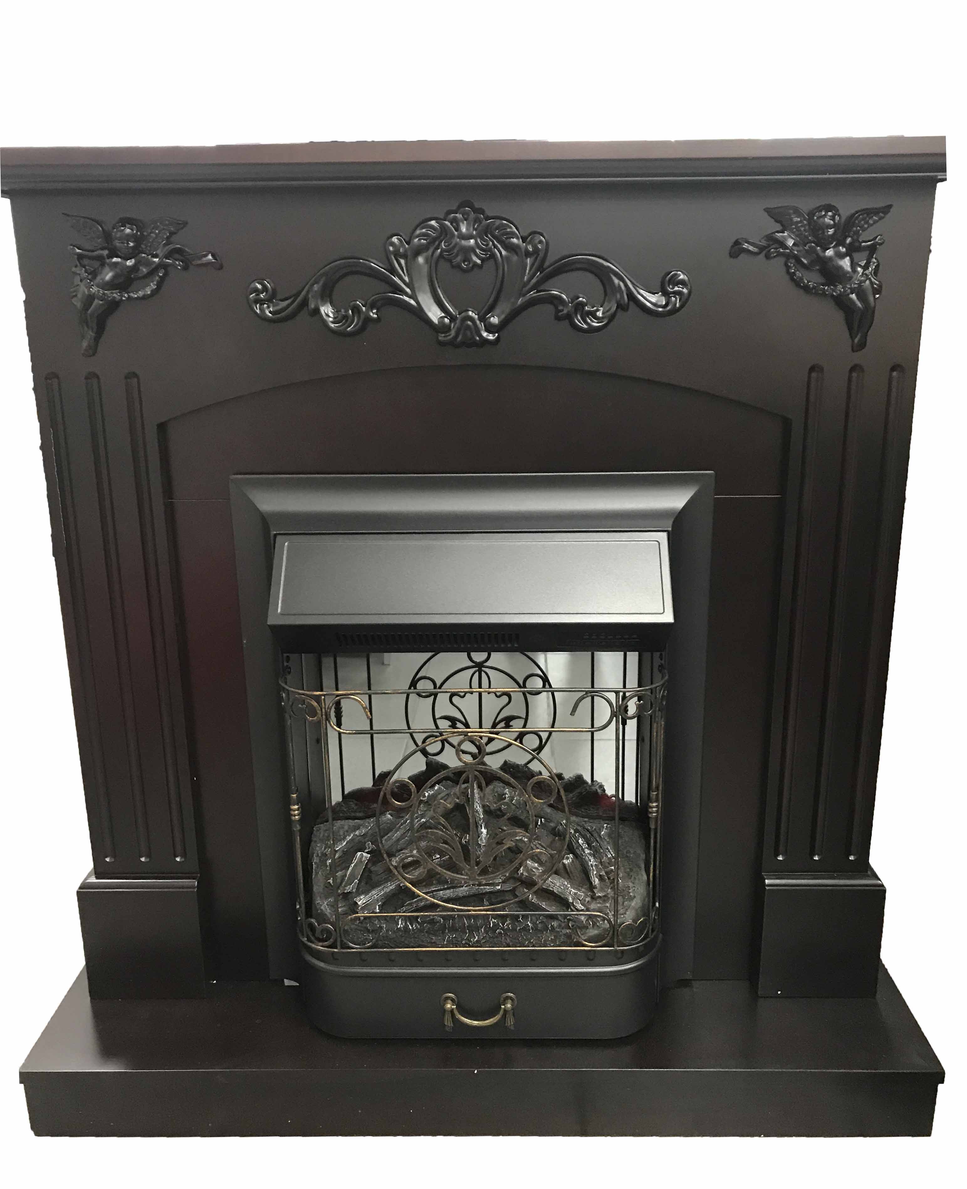 обрамление "angel-s"  дуб темный +электроочаг "majestic lux bl" (area 1527) картинка анонса te-plo.ru